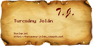 Turcsány Jolán névjegykártya
